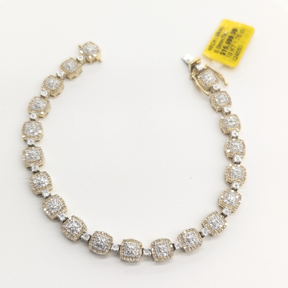 Real Diamond 10kt Yellow Gold Bracelet For Women 7 Inches